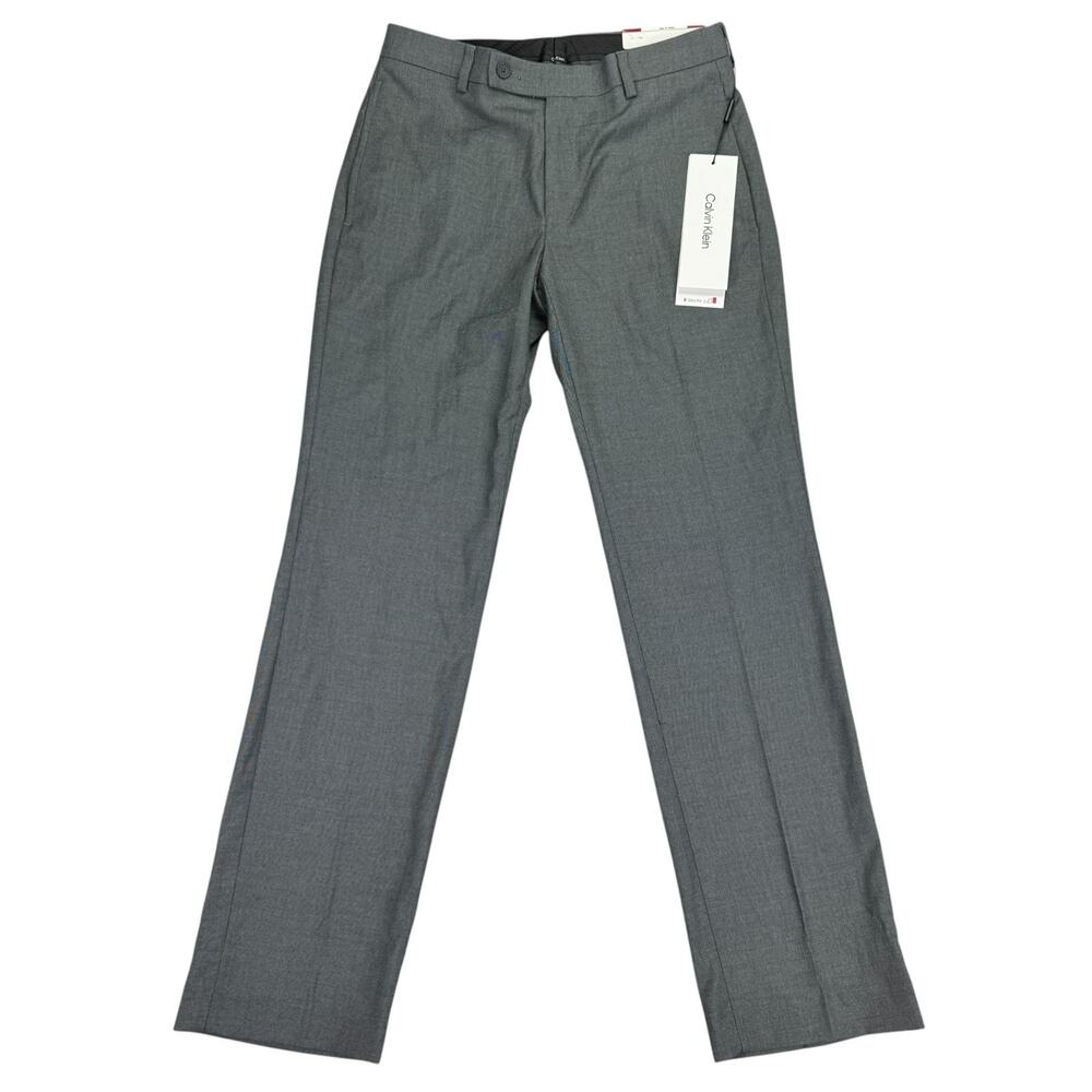 Calvin Klein Mens X Slim Fit Performance Stretch Dress Pants Gray 29x30
